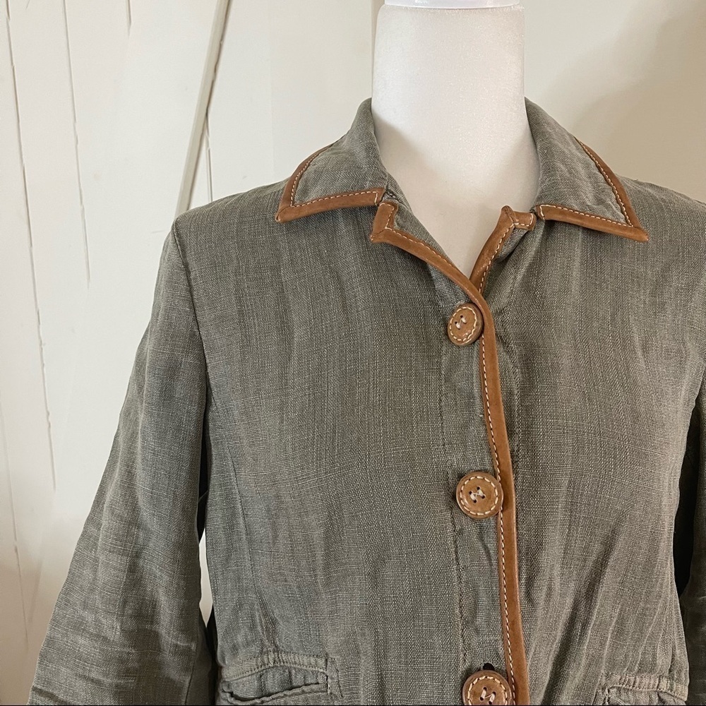 Min Miu Green Button Down Jacket Size 40 - image 2